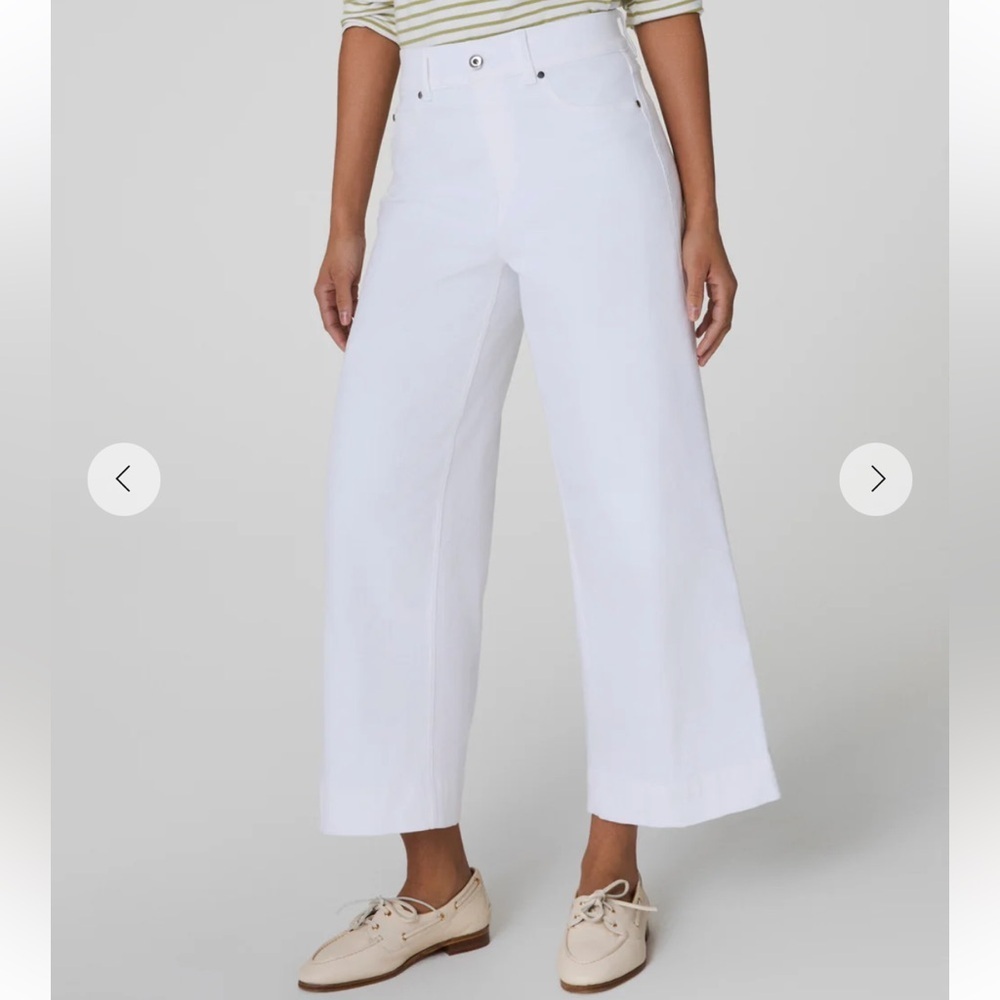 NWT SPANX Cropped Wide-Leg Jeans in White - Picture 2 of 15